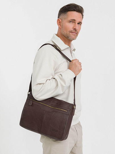 Деловая сумка Dr.Koffer из натуральной кожи темно-коричневая