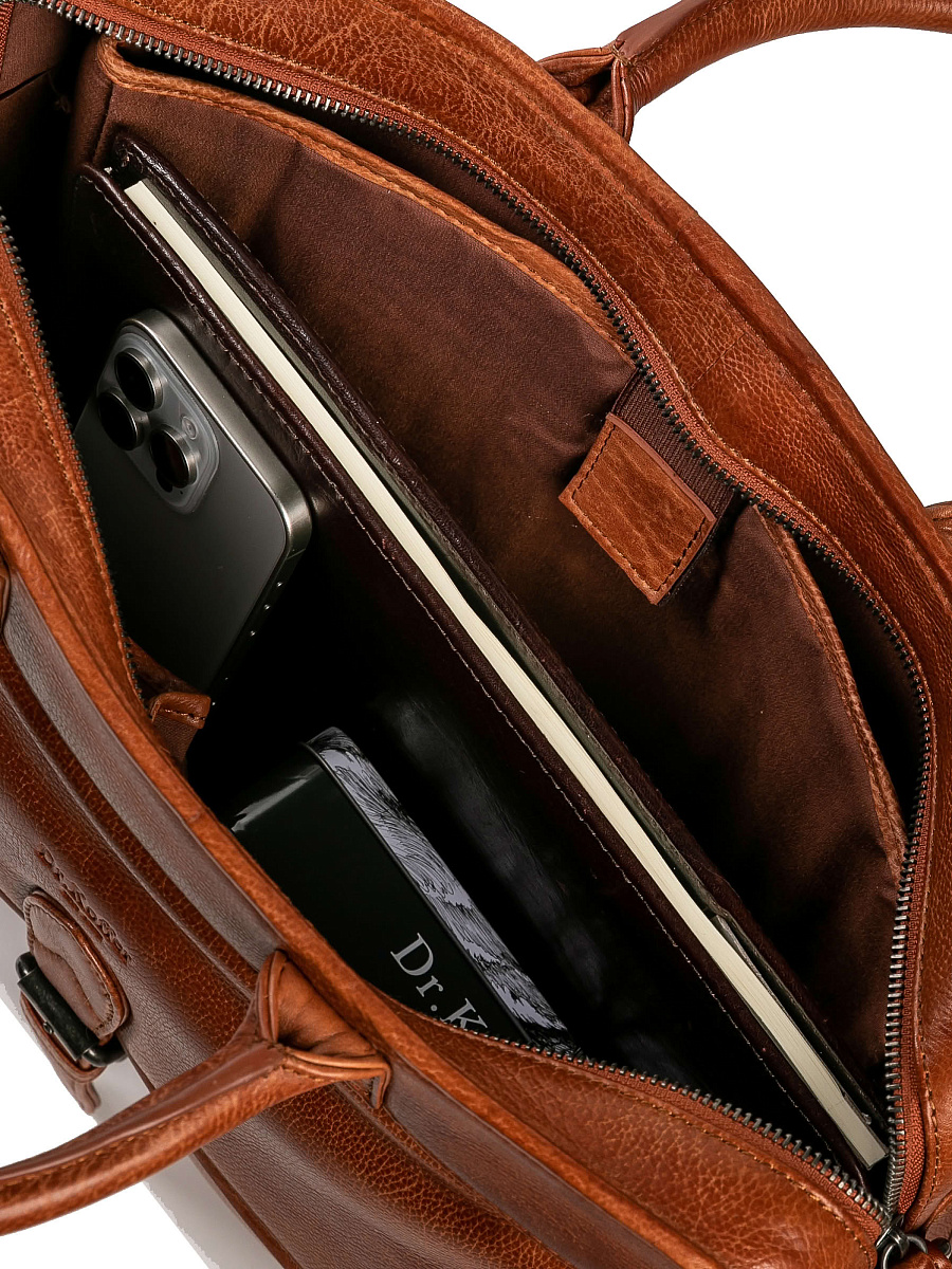 Деловая сумка Dr.Koffer из натуральной кожи коричневая