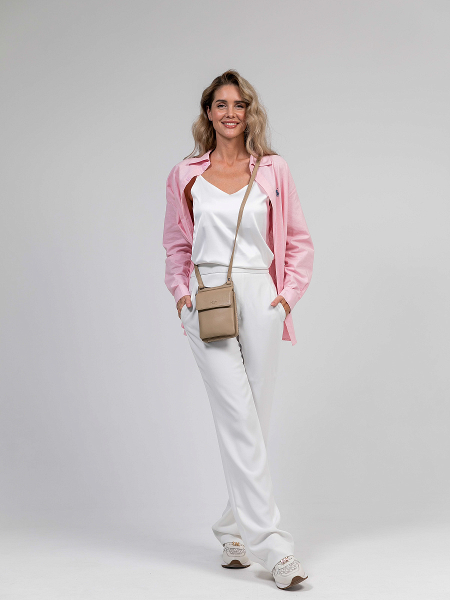 Сумка через плечо Dr.Koffer из натуральной кожи бежевая