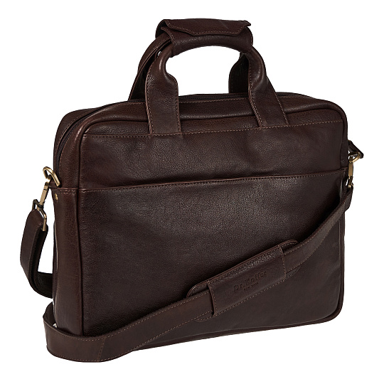 Деловая сумка Dr.Koffer из натуральной кожи темно-коричневая