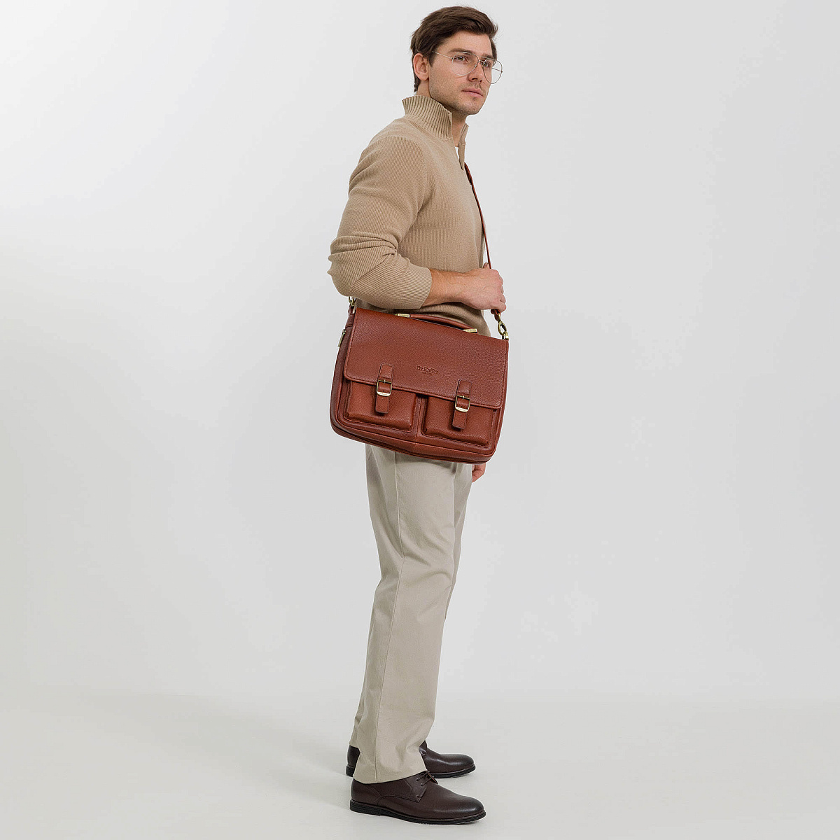 Портфель Dr.Koffer из натуральной кожи светло-коричневый