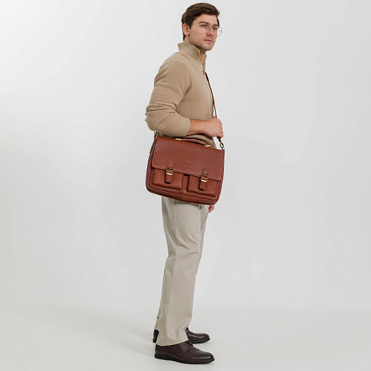 Портфель Dr.Koffer из натуральной кожи светло-коричневый