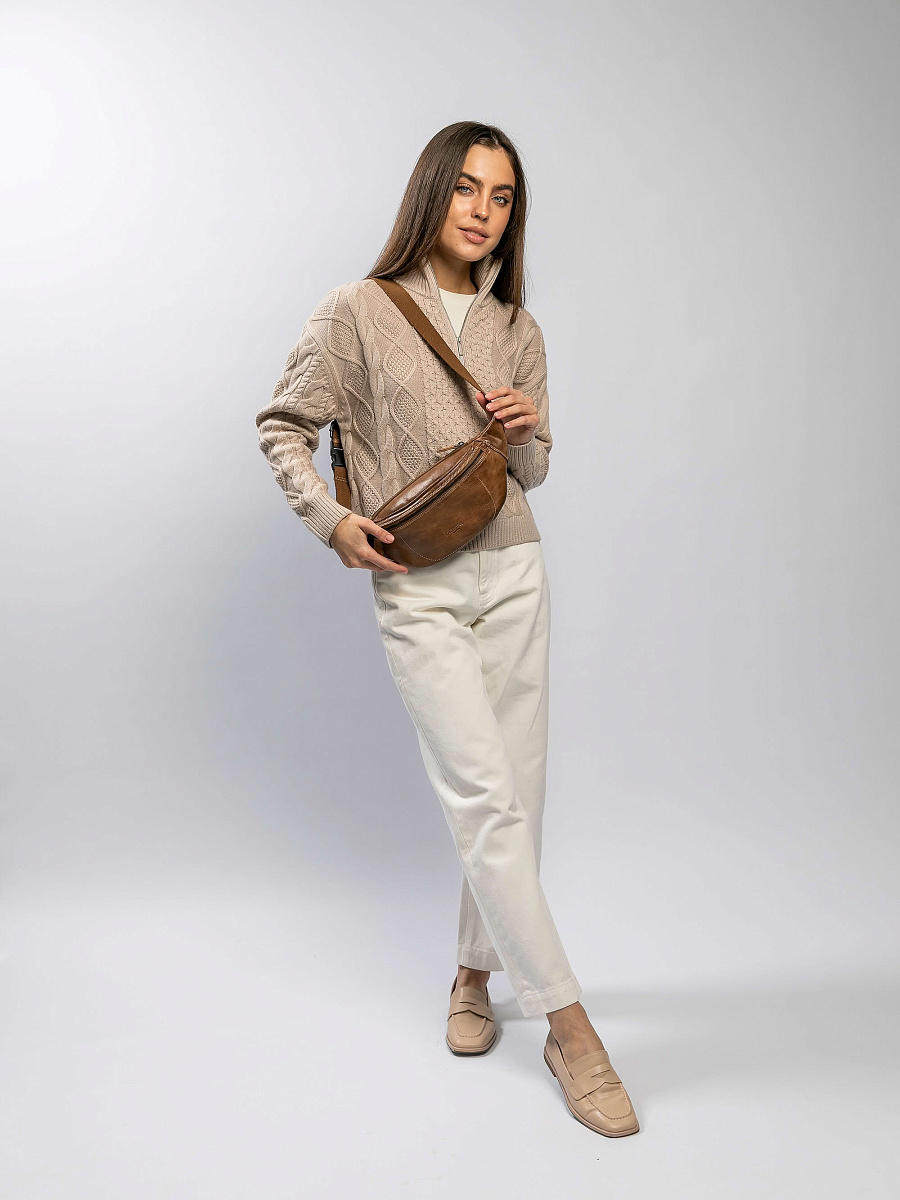 Сумка на пояс Dr. Koffer из натуральной кожи коричневая