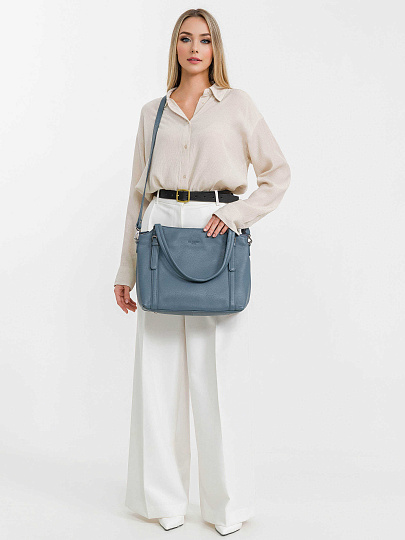 Женская сумка Dr.Koffer из натуральной кожи голубая