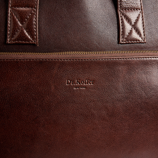 Деловая сумка Dr.Koffer из натуральной кожи темно-коричневая
