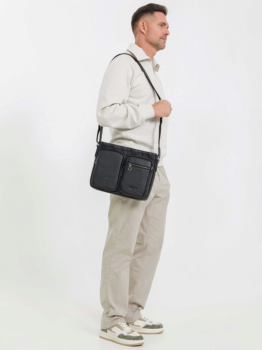 Деловая сумка Dr.Koffer из натуральной кожи черная