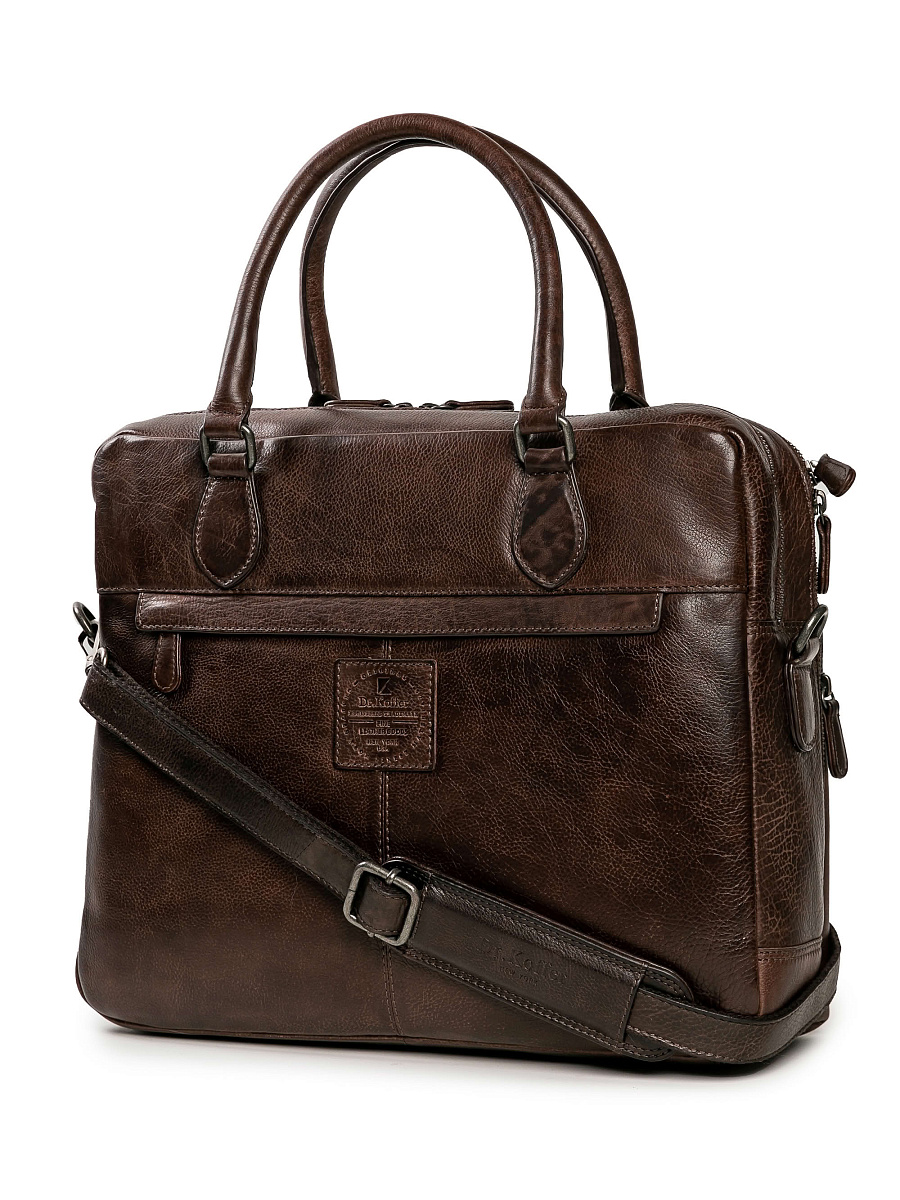 Деловая сумка Dr.Koffer из натуральной кожи темно-коричневая