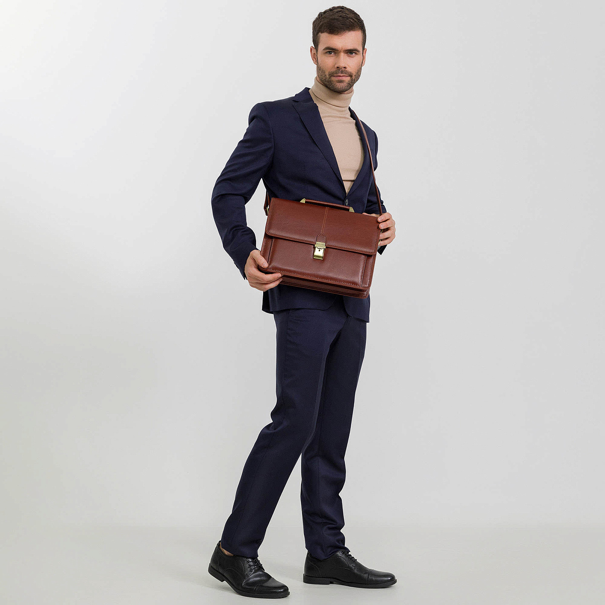 Портфель Dr.Koffer из натуральной кожи светло-коричневый