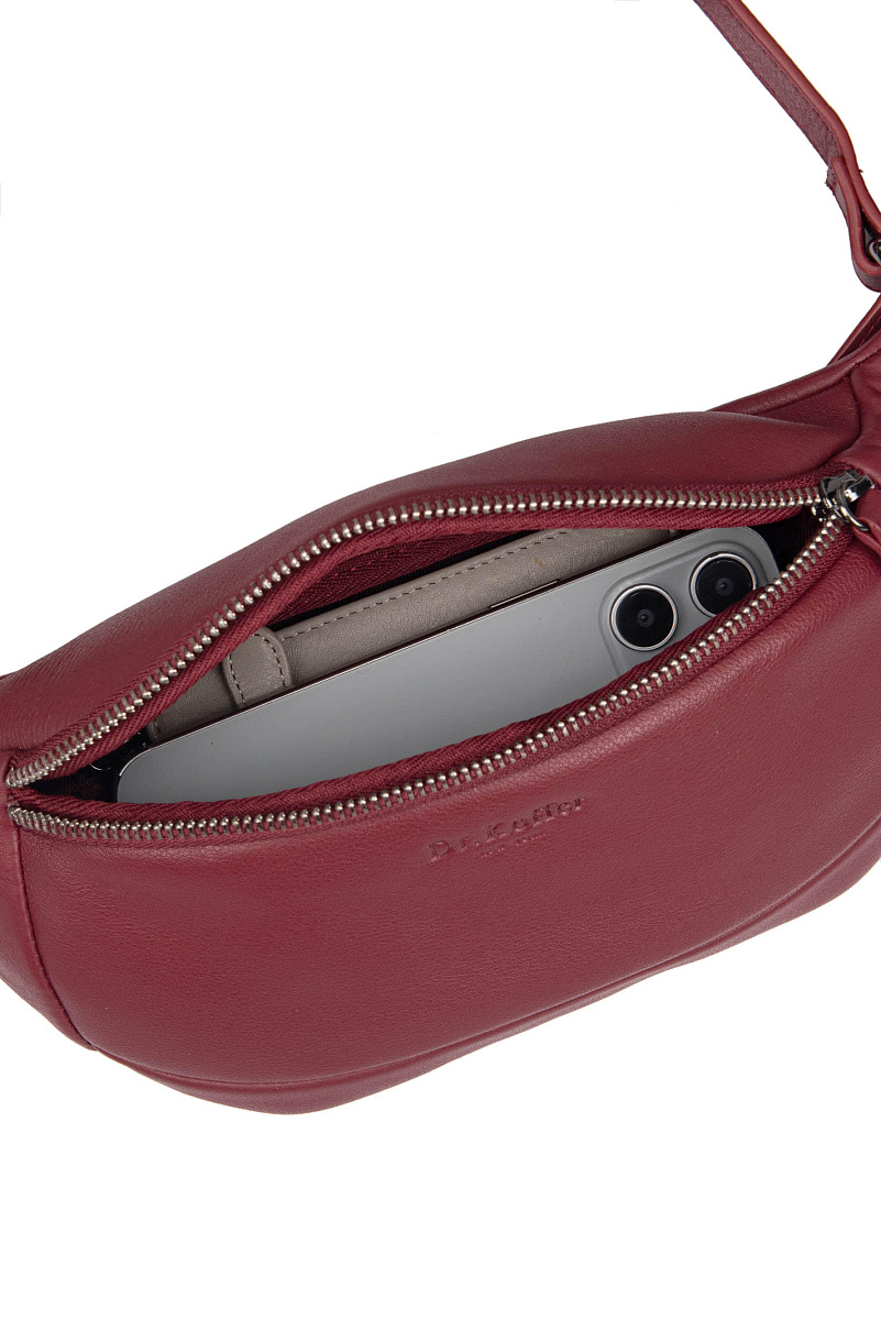 Сумка на пояс Dr. Koffer из натуральной кожи бордовая