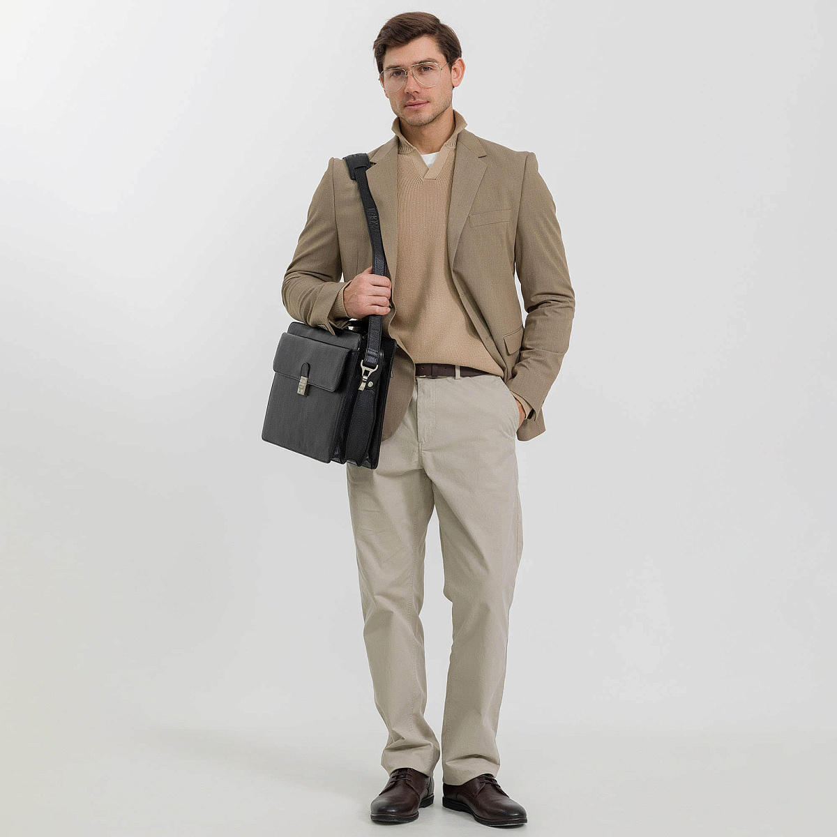 Портфель Dr.Koffer из натуральной кожи черный