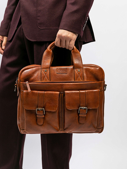 Деловая сумка Dr.Koffer из натуральной кожи коричневая