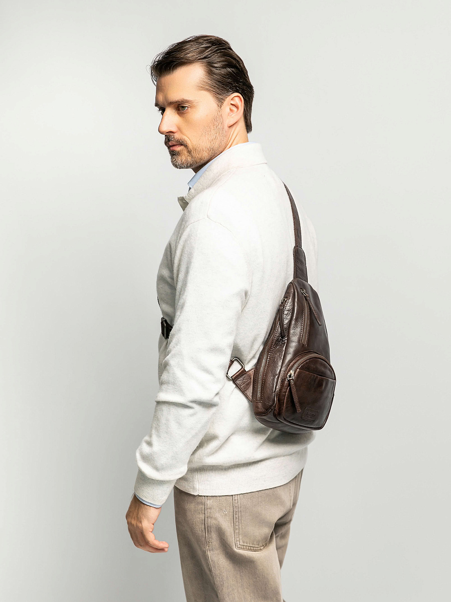 Рюкзак Dr.Koffer из натуральной кожи темно-коричневый