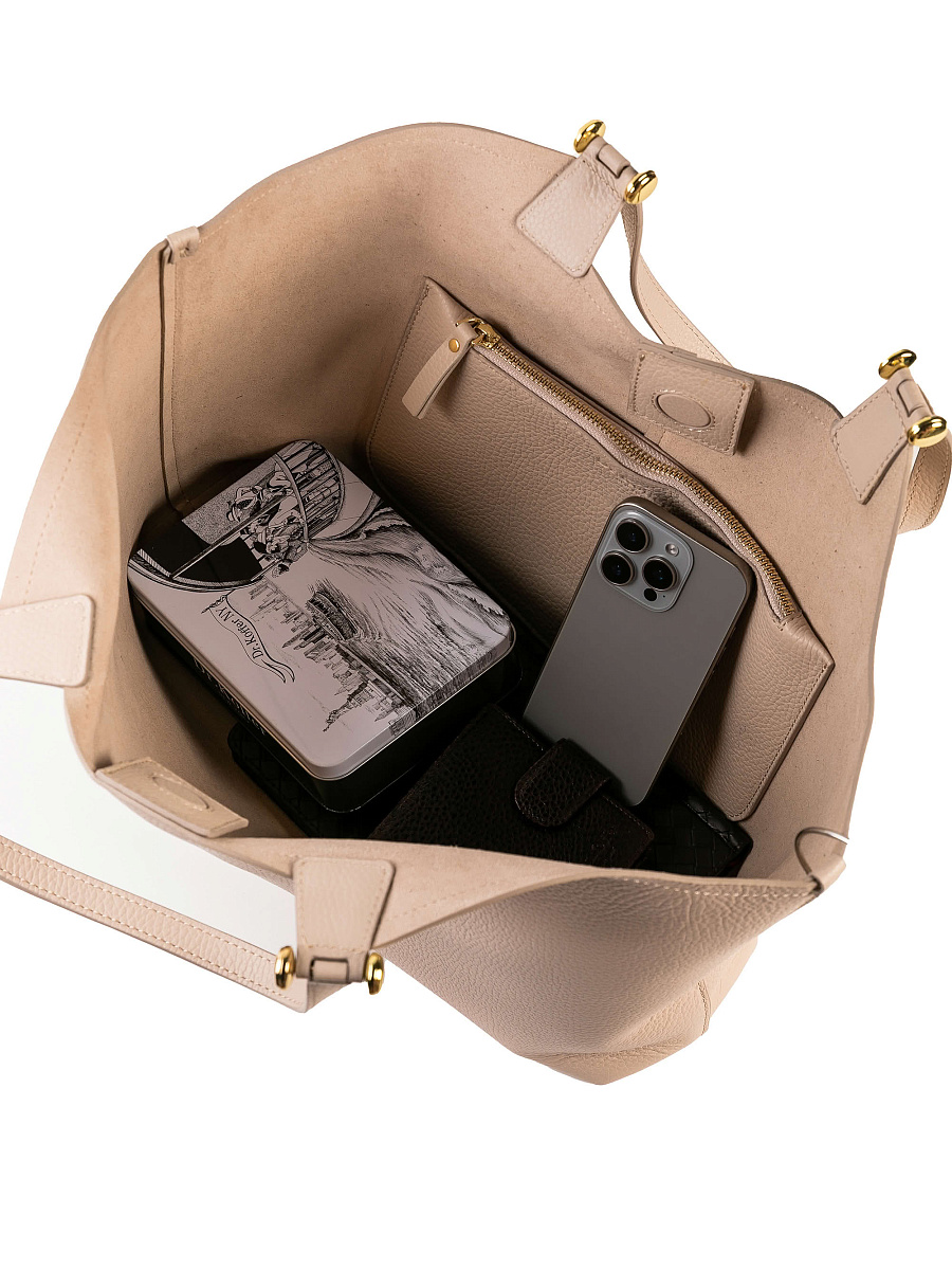 Женская сумка Dr. Koffer из натуральной кожи бежевая