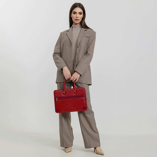 Деловая сумка Dr.Koffer из натуральной кожи красная