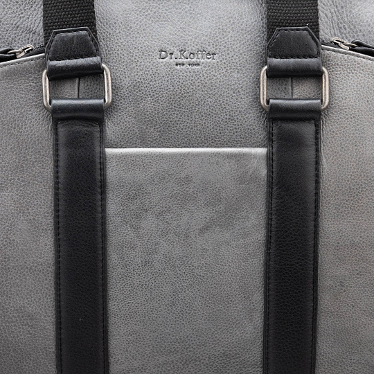 Деловая сумка Dr.Koffer из натуральной кожи серая