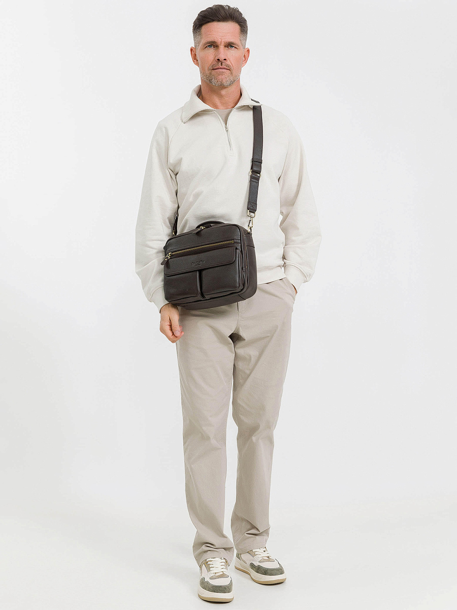 Деловая сумка Dr.Koffer из натуральной кожи темно-коричневая