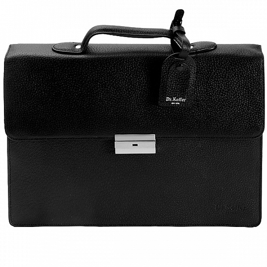 Стильный деловой портфель с навесным бейджем (черного цвета) Dr.Koffer P251931-08-04