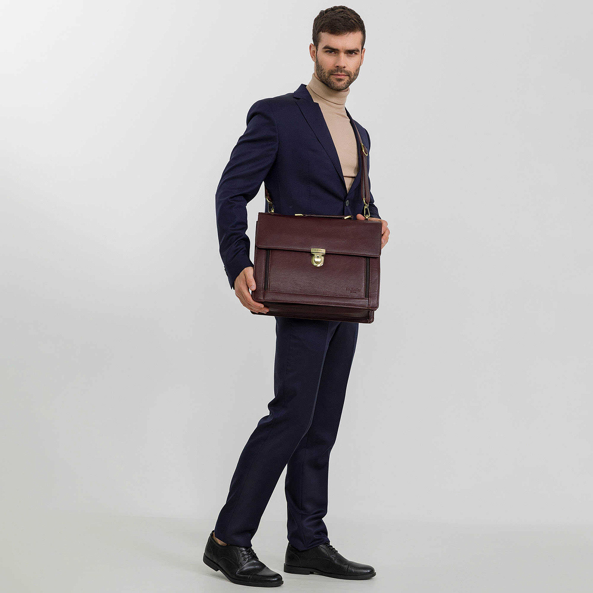 Портфель Dr.Koffer из натуральной кожи темно-коричневый