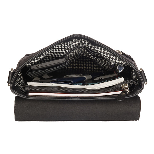 Сумка для документов черного цвета с клапанами на защелках Dr.Koffer M402604-220-04