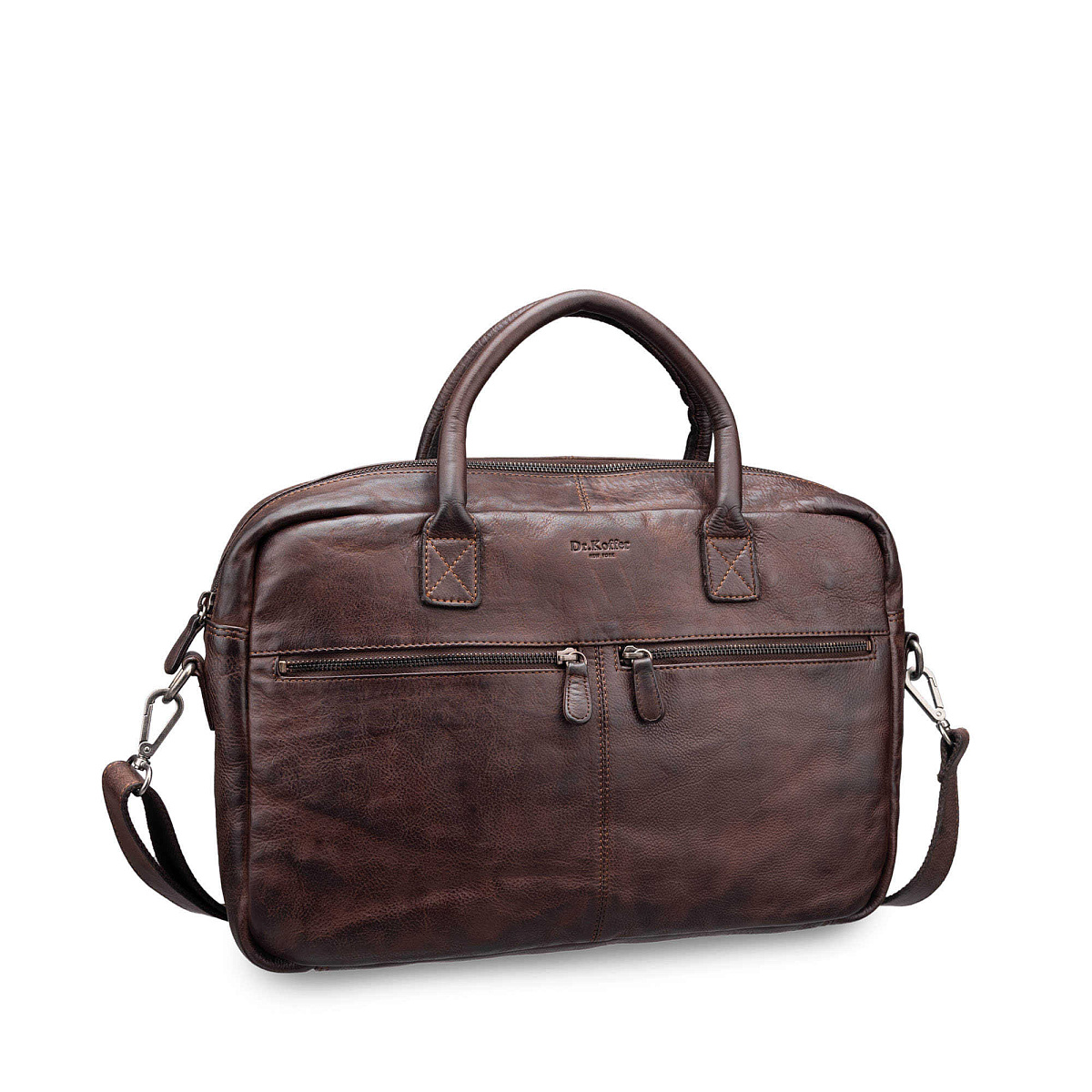 Деловая сумка Dr.Koffer из натуральной кожи темно-коричневая