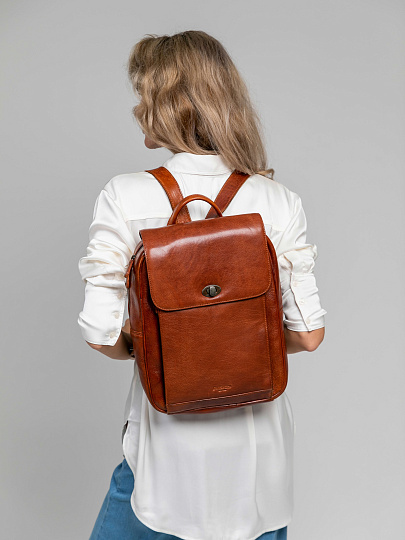 Рюкзак Dr.Koffer из натуральной кожи светло-коричневый