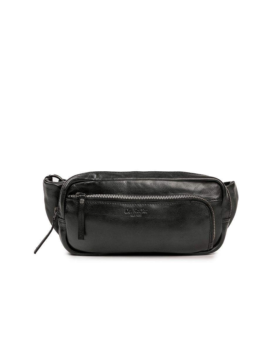 Сумка на пояс Dr. Koffer из натуральной кожи черная