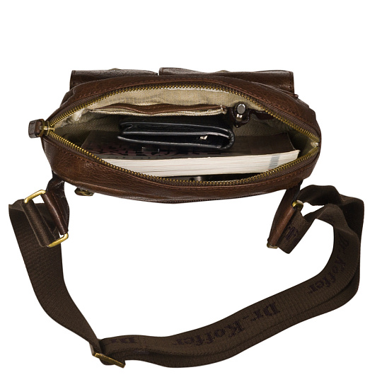 Коричневая мужская сумка из жатой кожи с двумя карманами Dr.Koffer M402511-59-09