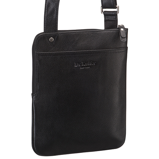 Компактная мужская черного цвета кожаная сумка через плечо Dr.Koffer M402582-220-04