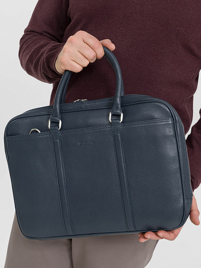 Деловая сумка Dr.Koffer из натуральной кожи синяя