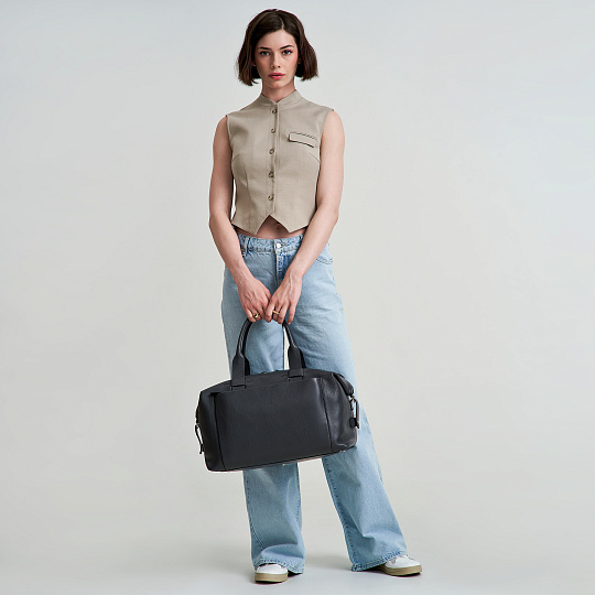 Сумка дорожная Dr. Koffer из натуральной кожи синяя