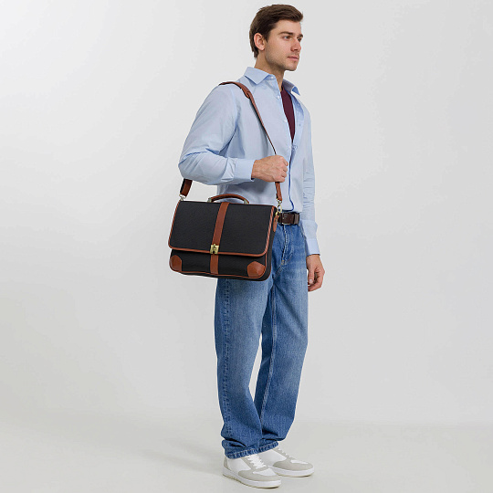 Портфель Dr.Koffer из нейлона и натуральной кожи