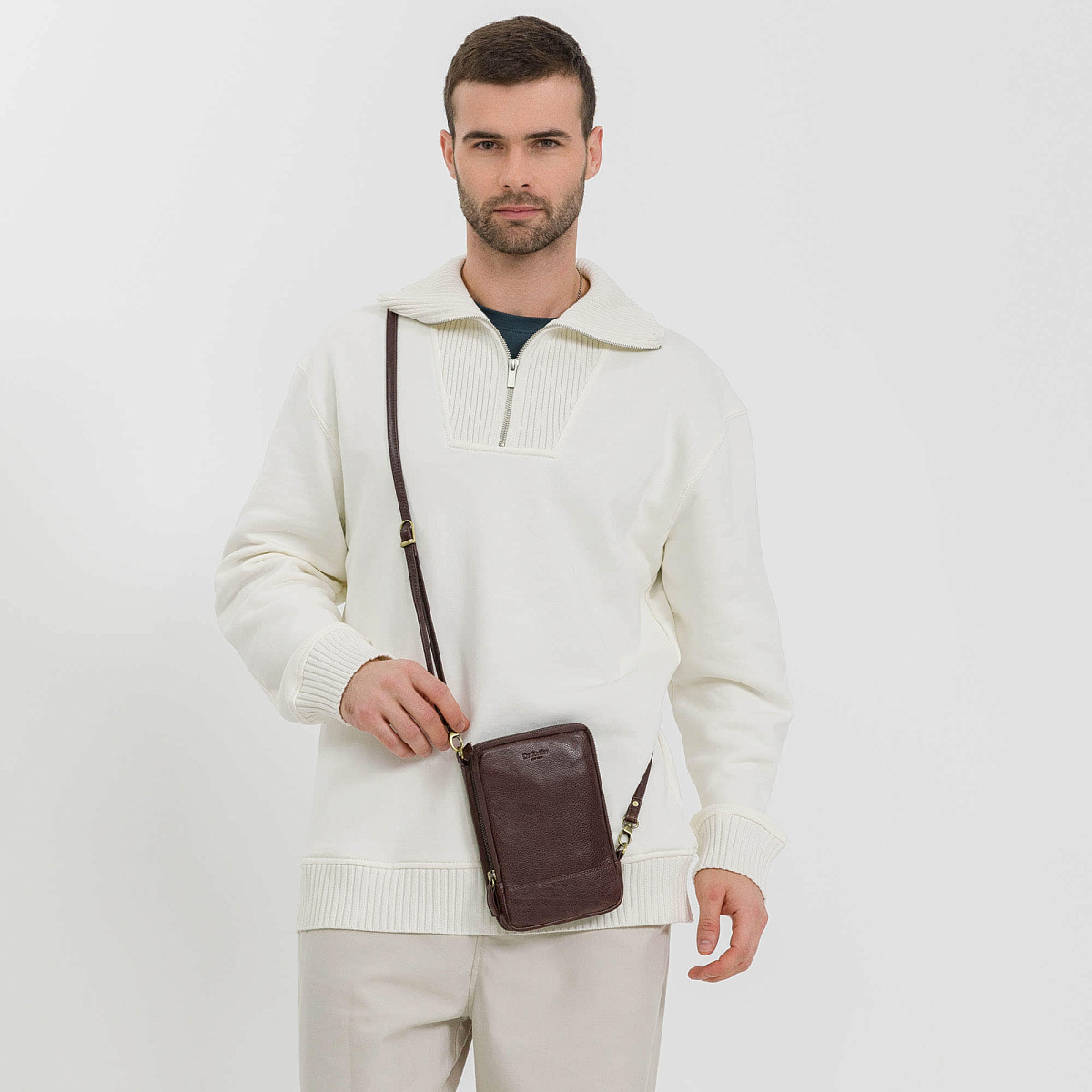 Сумка через плечо Dr.Koffer из натуральной кожи коричневая