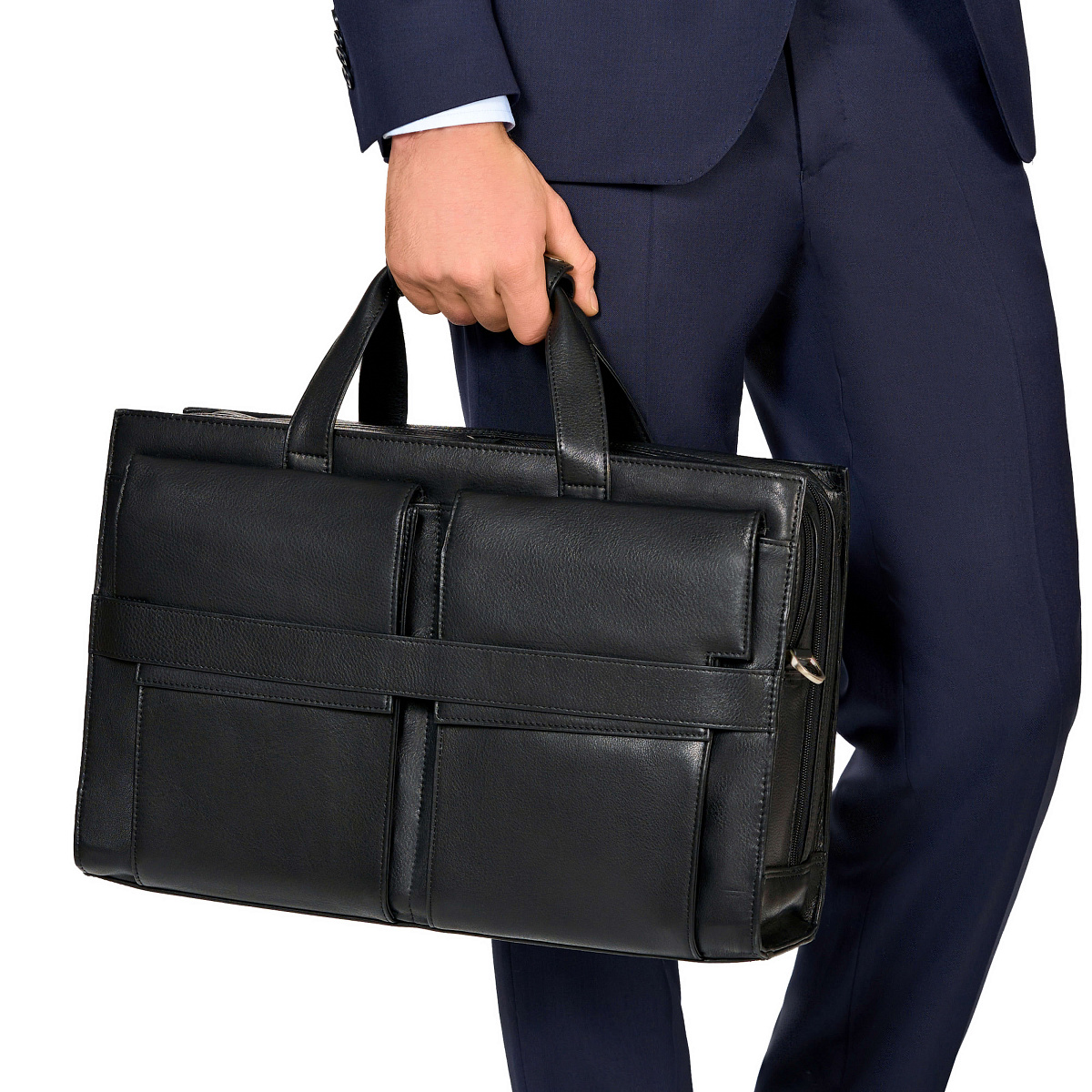 Деловая сумка Dr.Koffer из натуральной кожи черная