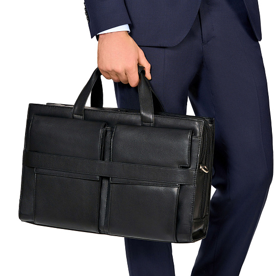 Деловая сумка Dr.Koffer из натуральной кожи черная