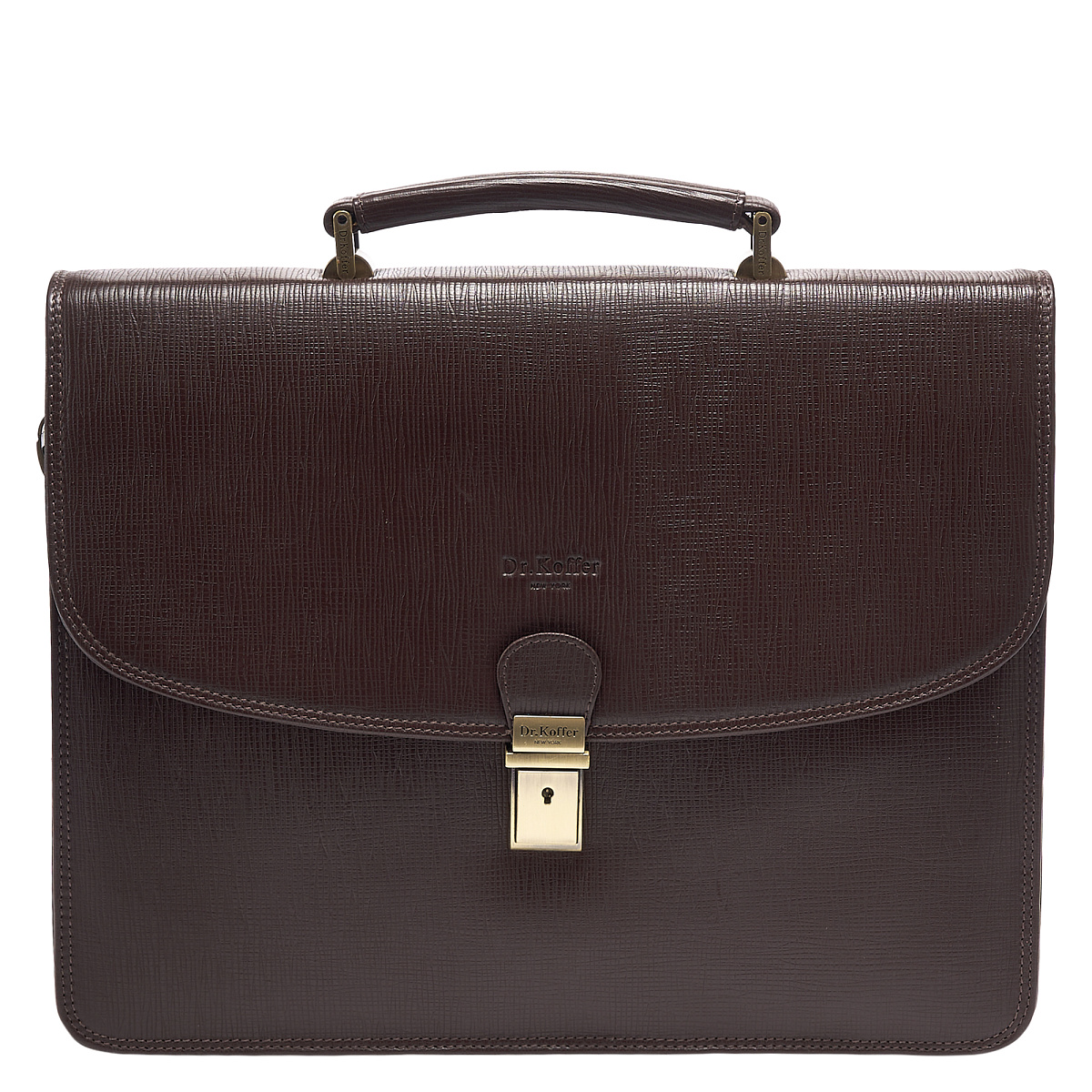 Портфель Dr.Koffer из натуральной кожи темно-коричневый