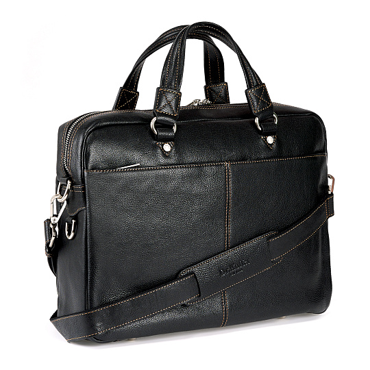 Черная кожаная сумка с карманом на молнии Dr.Koffer B471470-02-04