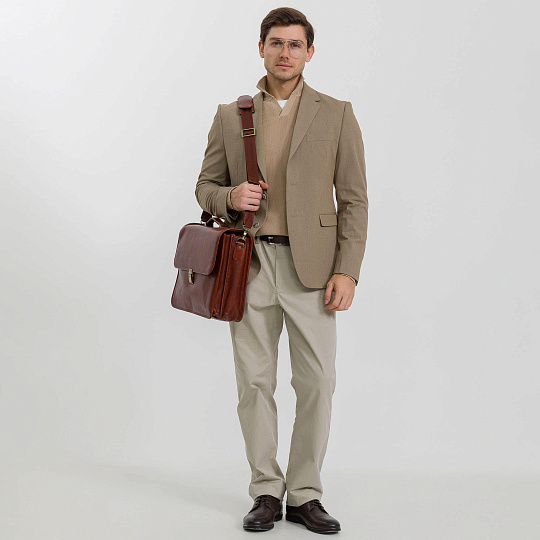 Портфель Dr.Koffer из натуральной кожи светло-коричневый