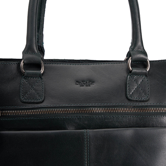 Деловая сумка Dr.Koffer из натуральной кожи зеленая