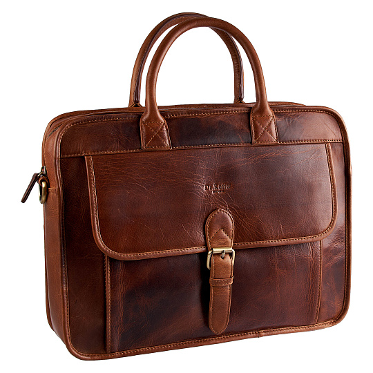 Деловая сумка Dr.Koffer из натуральной кожи коричневая