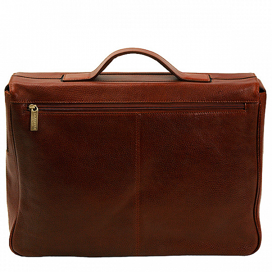 Классический портфель с аппликацией по бокам (коричневого цвета)  Dr.Koffer P402125-02-05