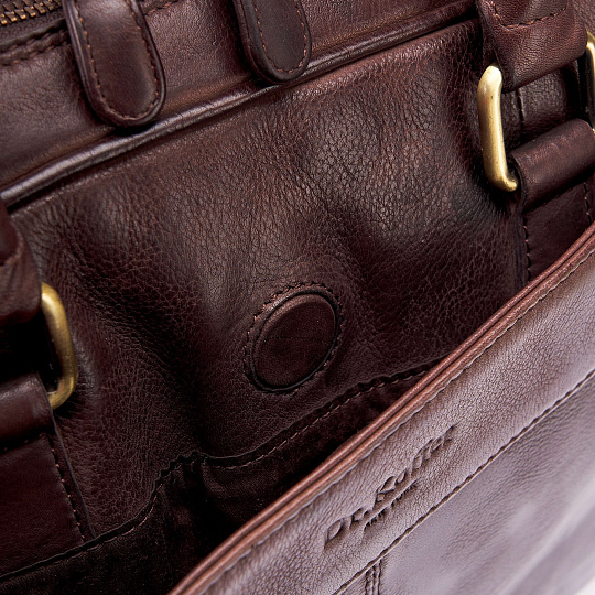 Деловая сумка Dr.Koffer из натуральной кожи темно-коричневая