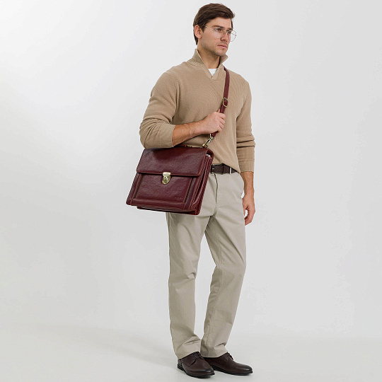 Портфель Dr.Koffer из натуральной кожи светло-коричневый