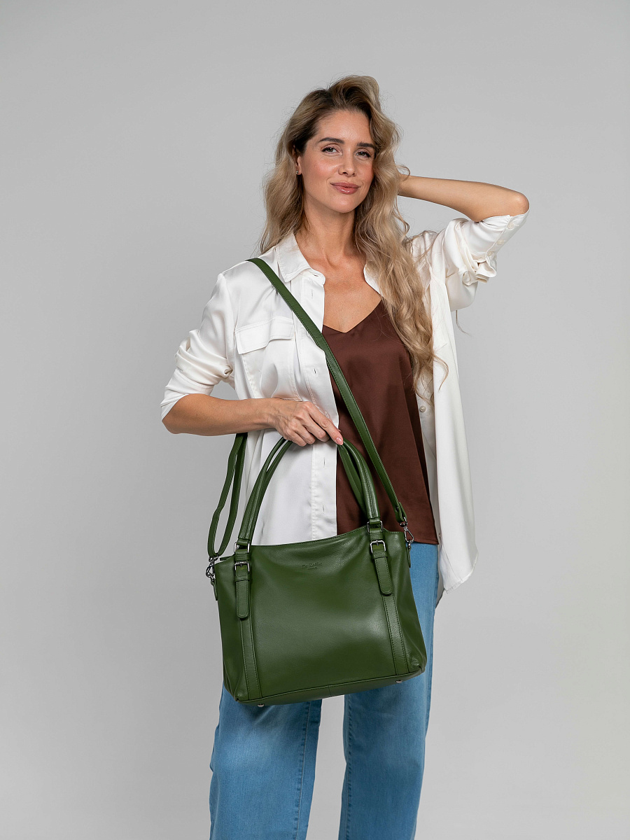 Женская сумка Dr.Koffer из натуральной кожи зеленая