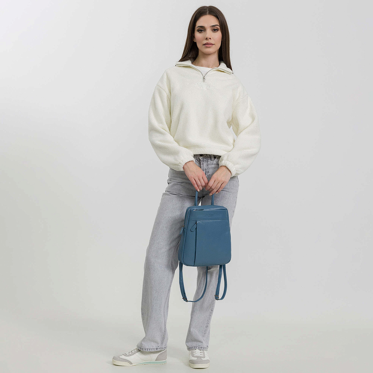 Рюкзак Dr.Koffer из натуральной кожи голубой