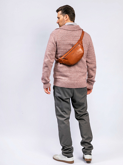 Сумка на пояс Dr. Koffer из натуральной кожи коричневая