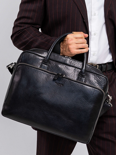 Деловая сумка Dr. Koffer из натуральной кожи черная