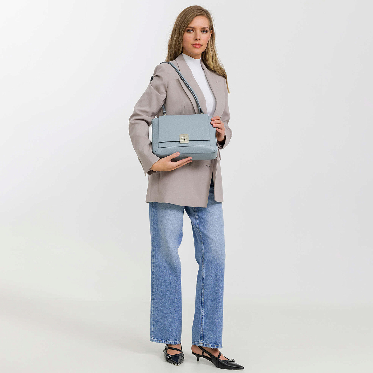 Женская сумка Dr. Koffer из натуральной кожи голубая