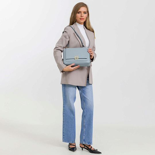 Женская сумка Dr. Koffer из натуральной кожи голубая