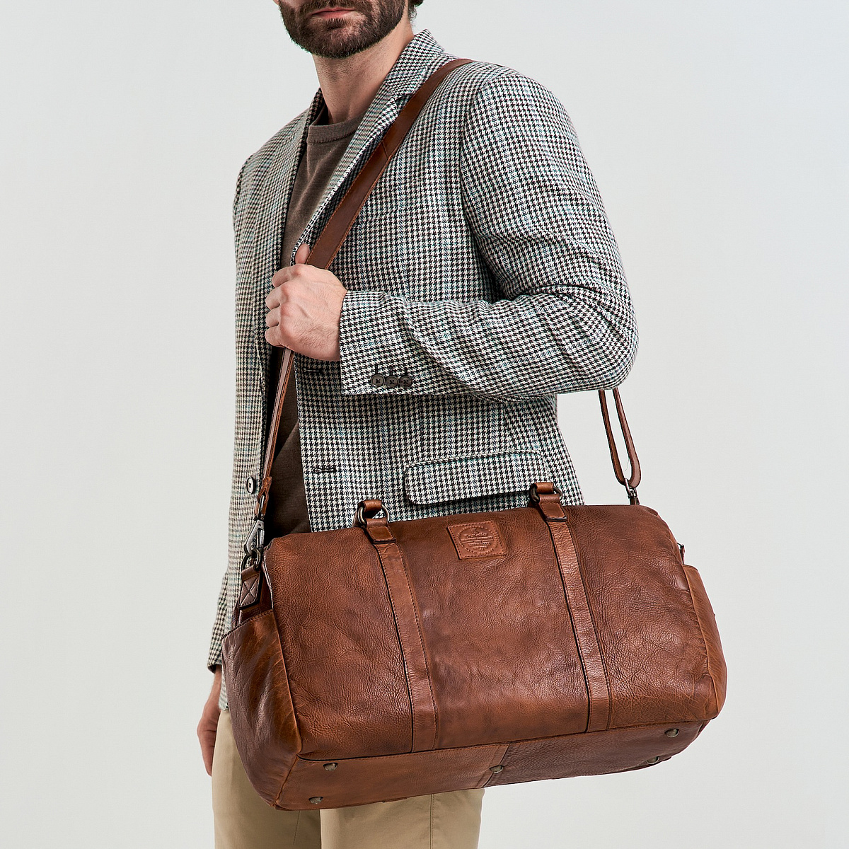 Сумка дорожная Dr.Koffer из натуральной кожи коричневая