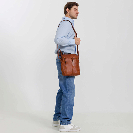 Сумка через плечо Dr.Koffer из натуральной кожи коричневая